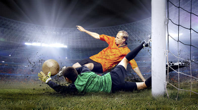 运动员在足球比赛中表现出色