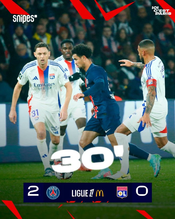 里昂客场大胜巴黎圣日耳曼，吊打对手